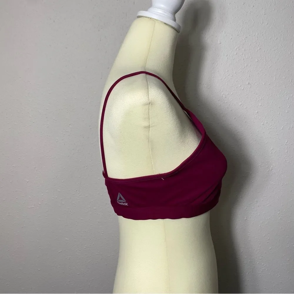 NWT Reebok Sports Bra Fushia Open Back w/ Straps Work Out Yoga Womens Size Large